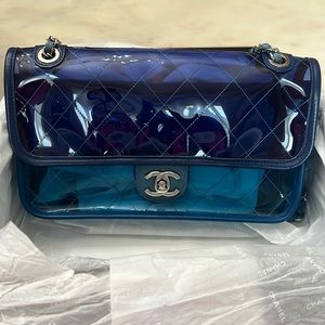 Chanel clear blue bag